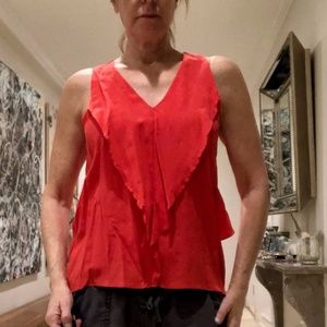 Aaron Ashe 100% silk ruffled sexy racer back top